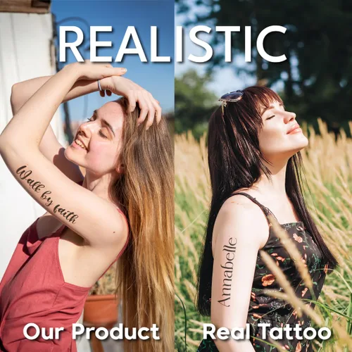 Miniatura 3 de Tatuajes temporales realistas personalizados, diseños de texto con nombre personalizado, crea tus propios tatuajes falsos para adultos, hombres
