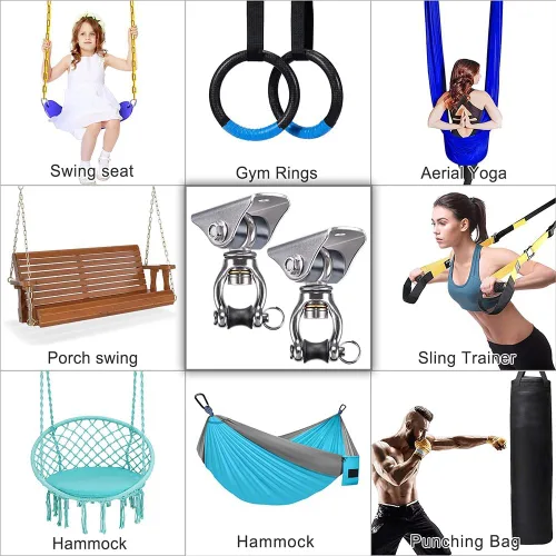 Miniatura 2 de SELEWARE Silent Swing Hanger - Gancho giratorio de alta resistencia, accesorios de montaje para porche, columpio, hamaca, silla, bolsa pesada, C