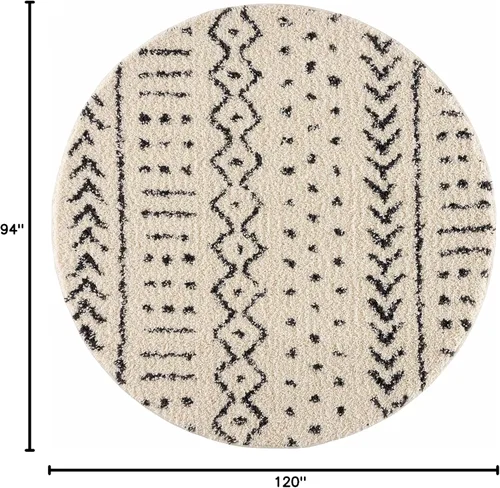 Miniatura 76 de Hauteloom, Duncans - Alfombra de estilo granja de pelo mullido para sala y dormitorio, con borlas - Beige, carbón, gris - 2 pies 7 pulgadas x 7 pies