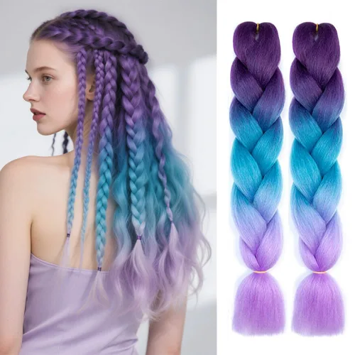 6 juegos de extensiones de cabello Kanekalon trenzado y sombreado, pelo de fibra sintética de alta temperatura de 24 pulgadas para trenzas crochet