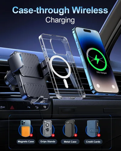 Miniatura 5 de Cargador Inalámbrico para Coche, Soportes de Teléfono para tu Coche Carga Rápida de 15W Sujeción Automática, Soporte de Teléfono para Coche