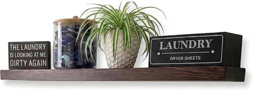 Miniatura 17 de joelsantiques Estantes flotantes de madera de 24 pulgadas para pared, 24 x 10 x 2 pulgadas, madera natural maciza de alta gama, soporte resistente