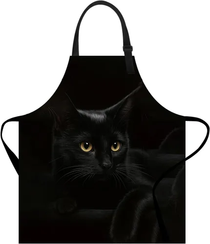 Miniatura 8 de Delantal divertido con bolsillo para mujeres y hombres, delantal de cocina ajustable para barbacoa y horneado con lindos animales y flores