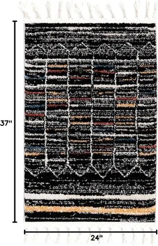 Miniatura 2 de Unique Loom Aramis Collection - Alfombra rectangular de 2 pies x 3 pies 1 pulgadas, color negro