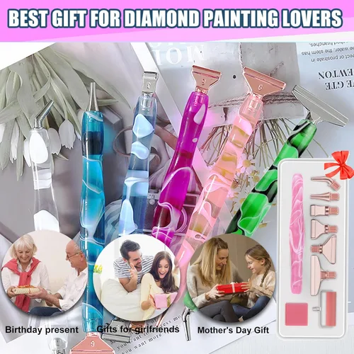 Miniatura 4 de Heyseri Juego de 14 piezas de herramientas y accesorios para bolígrafos de pintura de diamantes, exquisitas puntas de bolígrafo de metal de acero