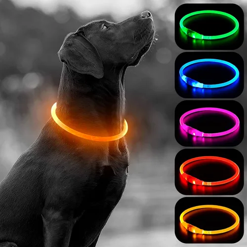 Miniatura 10 de Collar de perro LED Higo - Collares de perro con luz recargable por USB, collar LED para perros con flash DIY para paseos nocturnos de tus perros