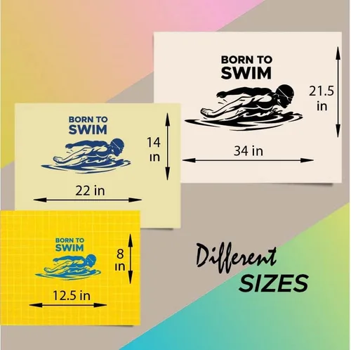 Miniatura 2 de Vinilo de pared para decoración del hogar, calcomanía artística Born to Swim Frase Cita Nadar Hombre Mariposa Estilo Nadador Nadar Deportes