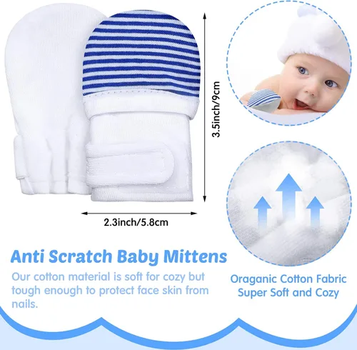 Miniatura 2 de 8 pares de manoplas ajustables para bebé, sin arañazos, guantes de bebé recién nacido, unisex, para bebé