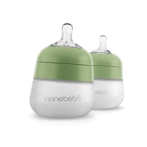 Miniatura 9 de Nanobebe - Biberón de silicona flexible, anticólicos, sensación natural, pezón que no se derrumba, base estable sin puntas, fácil de limpiar