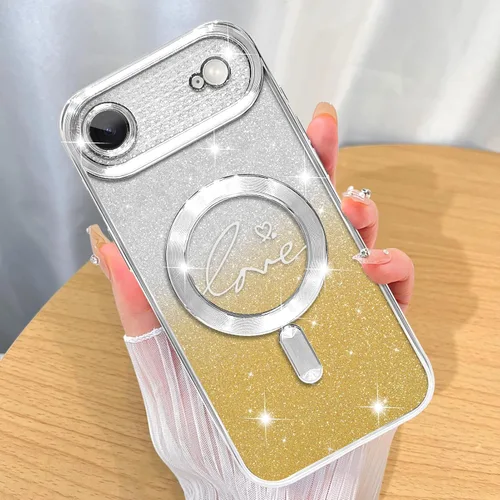 Miniatura 53 de ZIYE Funda Magnética Diseñada para iPhone 11 Funda con Purpurina Plateado de Lujo Corazón de Amor Compatible con MagSafe Funda Transparente