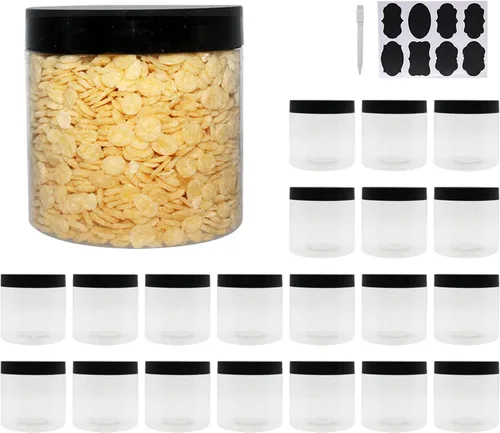 Miniatura 7 de zmybcpack Tarros de plástico con tapas, etiquetas adicionales, 1 bolígrafo, tarro transparente con sello de PET para almacenamiento de alimentos