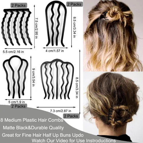 Miniatura 4 de LAPOHI Peines y alfileres de plástico para el cabello, 12 piezas para peinados updo, moño y vintage