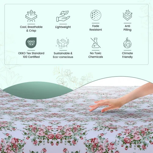 Miniatura 2 de Feather & Stitch - Juego de sábanas de 100 % algodón más suaves, ropa de cama de tejido percal de 300 hilos, bolsillo profundo de 16 pulgadas, Floral