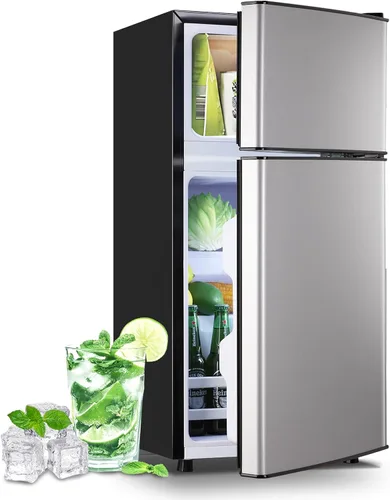 DEMULLER - Refrigerador pequeño de 2.4 pies cúbicos con congelador, refrigerador para dormitorio con estantes de plástico removibles, ideal para el