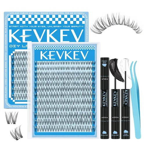 Miniatura 26 de KEVKEV Racimos de pestañas 144 unidades, racimos de pestañas naturales tenues, extensión de pestañas de banda fina y suave, mezcla de longitudes