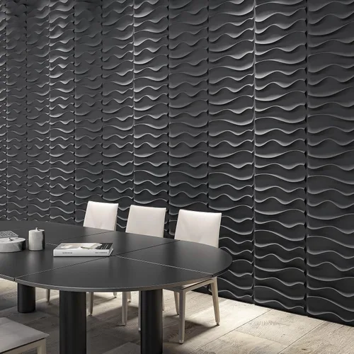 Miniatura 7 de Art3dwallpanels Paquete de 33 paneles de pared 3D, elegantes azulejos de pared con textura ondulada, papel tapiz moderno de PVC para decoración