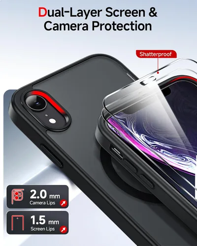 Miniatura 2 de LeYi Funda para iPhone XR: con protector de pantalla X2 + 2 funda para cámara [compatible con MagSafe] Funda protectora magnética i iphoneXR