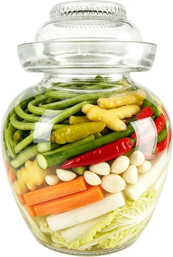 Miniatura 10 de Tarro de fermentación de vidrio, tarro de pepinillo de 2.5 L con tapa de sello de agua, kit de fermentación kit de fermentación para encurtidos