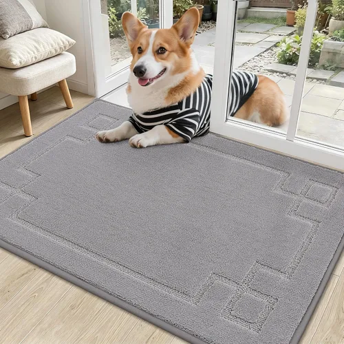 Miniatura 35 de BEQHAUSE Alfombra de Puerta 81 x 122 cm, Alfombras Antideslizantes para Interior Alfombras de Entrada Lavables de Perfil Bajo y Absorbentes, Marrón