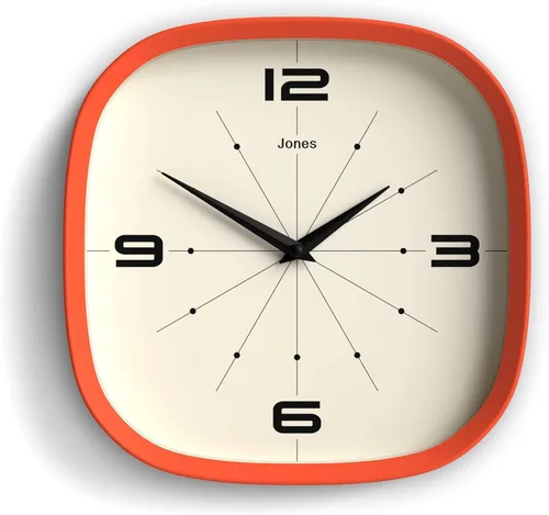 Miniatura 10 de JONES CLOCKS® Pulsar - Reloj de pared Reloj retro cuadrado redondeado 10 pulgadas Azul Aspecto de diseñador genial para cocina, sala