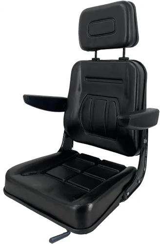 Asiento de suspensión universal para tractor, asiento de carretilla elevadora ajustable de 6/5.906 in con pista deslizante, reposabrazos y