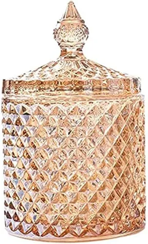 Rainie Love Home - Juego básico de organización de almacenamiento de alimentos, tarro facetado de diamante de cristal con tapa de cristal, adecuado