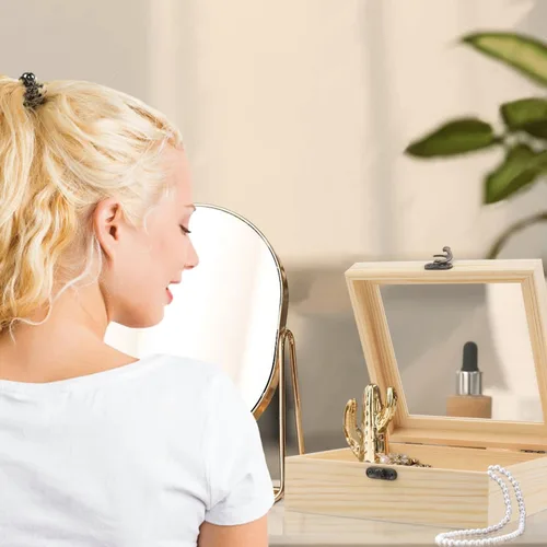 Miniatura 3 de Nsmykhg Caja de madera, caja de almacenamiento de madera, rectangular de madera de pino sin terminar, vitrina de madera natural con tapa con 7.9 x