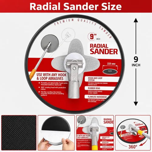 Miniatura 3 de Upgarded Lijadora de poste para paneles de yeso, lijadora de pared para preparación de pintura, lijadora de paneles de yeso de 9 pulgadas con poste