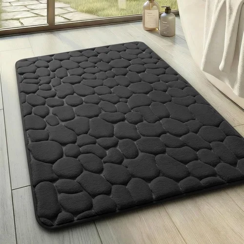 Miniatura 13 de YIHOUSE - Alfombra de espuma viscoelástica para pasillo, alfombras de baño con patrón de adoquín, superabsorbentes, alfombras de baño lavables a