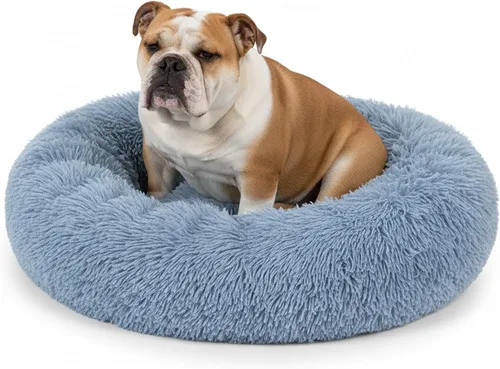 Miniatura 18 de PetAmi Cama calmante para perros y gatos pequeños y medianos, 23 camas redondas en forma de dona, cama lavable y esponjosa de piel sintética