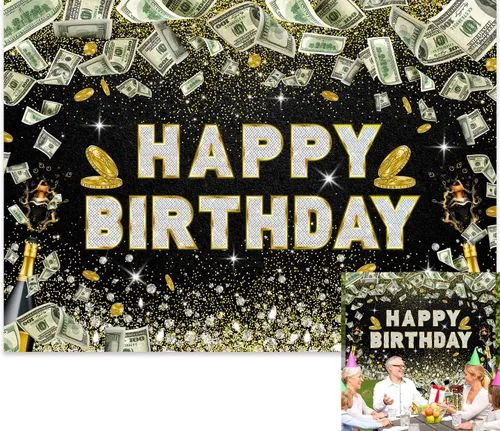 Miniatura 6 de Telón de fondo de cumpleaños de 5 x 3 pies, fondo de fiesta para niños y niñas, suministros para cabina de fotos