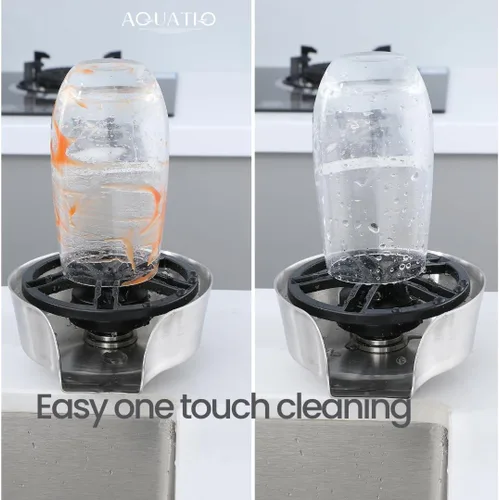 Miniatura 3 de Enjuagadora de vidrio 2 en 1 para fregadero de cocina, limpiador de vasos de acero inoxidable, lavadora de botellas de encimera, accesorios