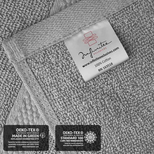 Miniatura 5 de Infinitee Xclusives Toallas de lujo para la ducha [13 x 13] – 100% algodón [paquete de 12], toallas faciales suaves y absorbentes para baño, Gris