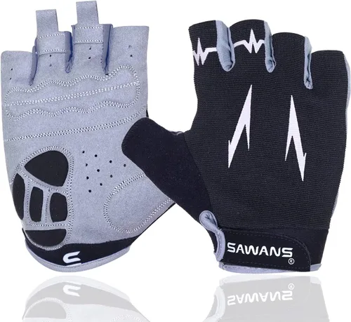 SAWANS Guantes de ciclismo de medio dedo, guantes de ciclismo de montaña de carretera, antideslizantes, amortiguadores, acolchados, transpirables,