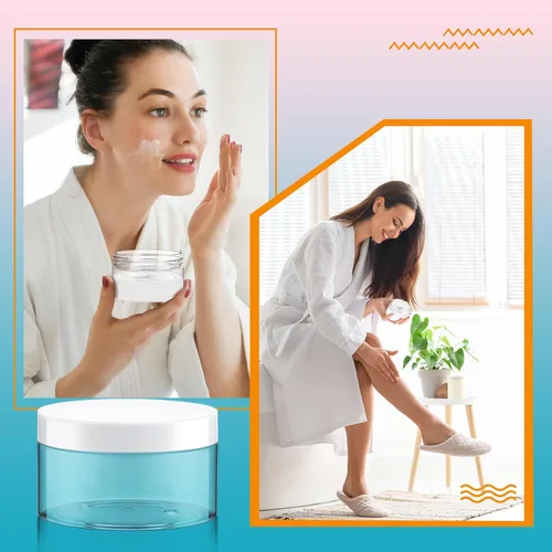 Miniatura 8 de Dandat 24 piezas 8 oz tarro de plástico con tapa y etiqueta recargable, contenedor redondo transparente vacío con muestras cosméticas PET blancas