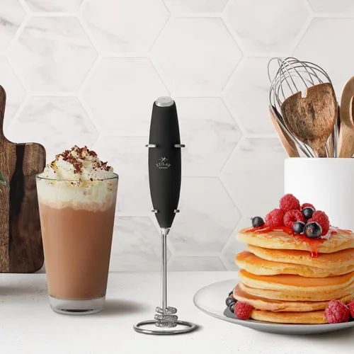 Miniatura 535 de Zulay Milk Boss Espumador de leche potente manual, hace espuma para latte, batidor para mezclar bebidas, café, miniespumador para capuchino, frappé