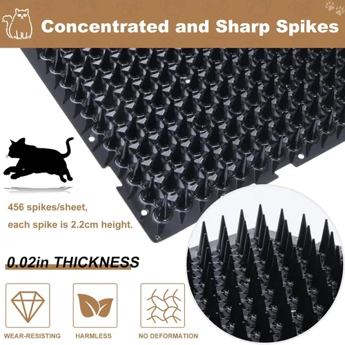 Miniatura 4 de Paquete de 10 alfombrillas de protección contra gatos de 13 x 16 pulgadas, para interiores y exteriores, valla repelente de gatos humanitaria (negro)