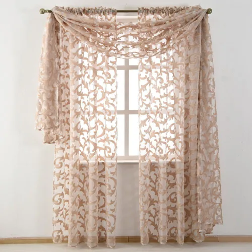 Miniatura 5 de NAPEARL Cenefa de cortina para ventana color beige, estilo europeo, de jacquard, decorativa, para arco de boda, cortina de cama transparente