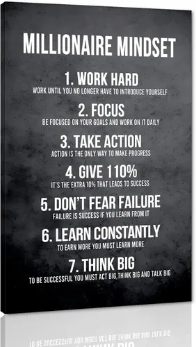 Miniatura 96 de Mindset is Everything - Lienzo motivacional para la oficina, arte de pared con citas inspiradoras de emprendedor, impresión de póster para sala