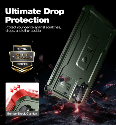 Miniatura 3 de Dexnor Funda para Samsung Galaxy Note 10+ Plus, [protector de pantalla y soporte integrados] Protección de grado militar de servicio pesado a prueba
