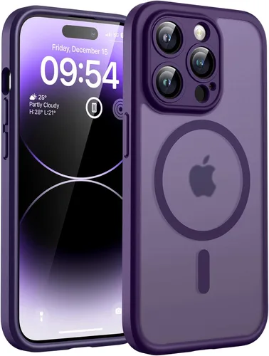 TOCOL Funda para teléfono 14 Pro, compatible con cargador Magsafe, protección completa de cámara, protección contra caídas, funda translúcida mate
