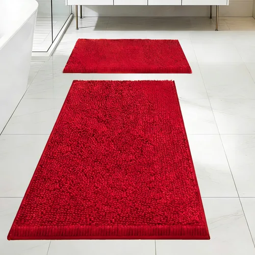 Miniatura 60 de Juego de alfombras de baño de 2 piezas, súper absorbente suave, gruesa, lavable en lavadora, alfombra de baño de chenilla antideslizante, alfombra