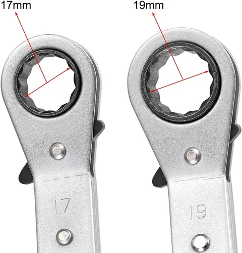 Miniatura 3 de uxcell Llave de trinquete reversible, extremo de caja doble de 0.669 in x 0.748 in, Cr-V