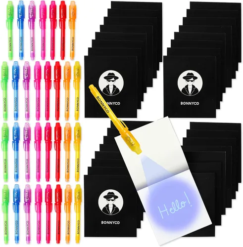 Miniatura 13 de BONNYCO Bolígrafo de tinta invisible y cuaderno de 32 recuerdos de fiesta de safari para niños Bolígrafo espía de fiesta de la selva, premios