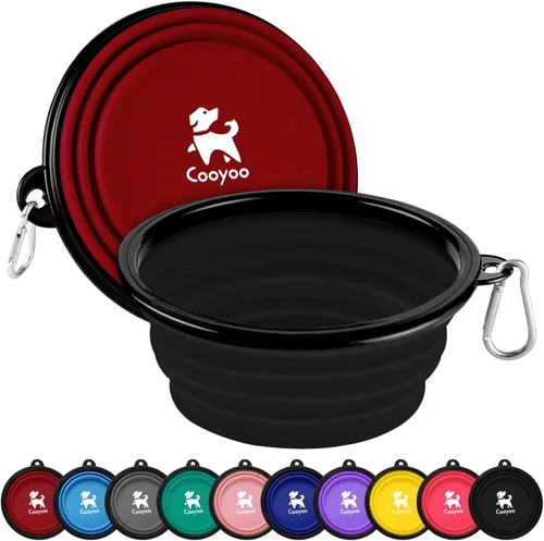 Miniatura 17 de COOYOO Cuenco plegable para perros, paquete de 2 cuencos plegables para agua para perros y gatos, plato portátil para alimentación de mascotas