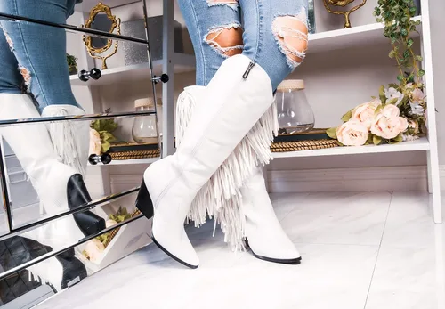 Miniatura 3 de Cape Robbin Cowtown - Botas vaqueras de media pantorrilla para mujer, botas vaqueras occidentales con tacones gruesos