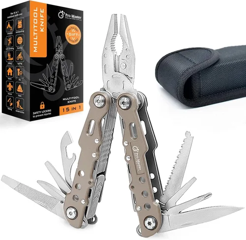Miniatura 9 de Multiherramienta Rosa 15-en-1 para Mamá, Esposa, Hija, Abuela, Alicates de Multiherramienta EDC Práctica, Cuchillo de Bolsillo con Bloqueo