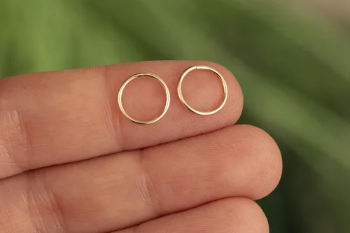 Miniatura 71 de Aretes de aro de oro de plata – Aretes de aro para mujer, dos piezas de aros de plata fina rellenos de oro, aro de hélice, anillo de tragus, aro