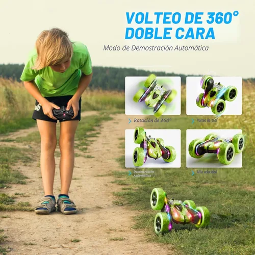 Miniatura 5 de Auto de control remoto – 4WD 360° Flip RC doble cara con barra de luz LED y batería modular USB-C, juguetes todoterreno para niños de 6 a 12 años