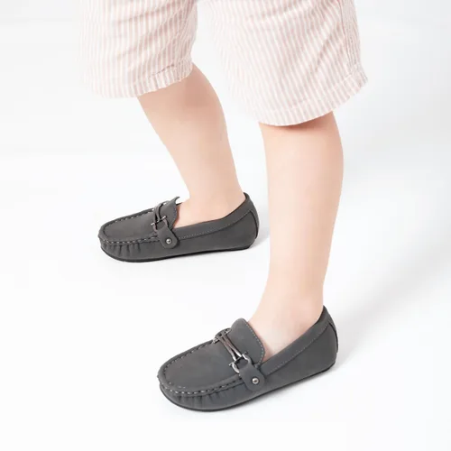Miniatura 3 de Kannior Mocasines de cuero sin cordones para niños y niñas, con textura, planos, vestido de barco, mocasín, escuela, zapatos para caminar